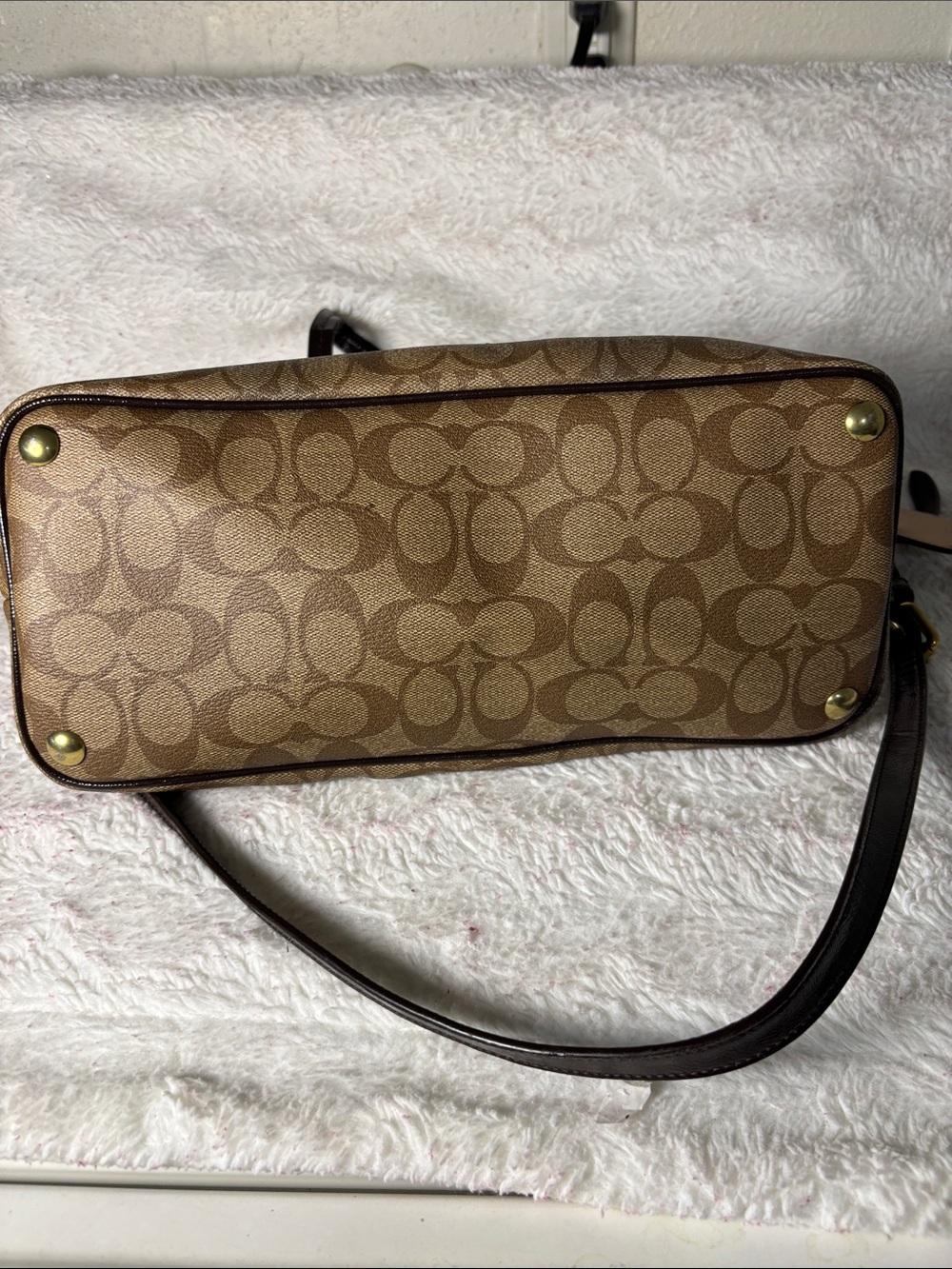 Coach Brown Signature Dome Satchel with Dark Brown Trim - Picture 13 of 13